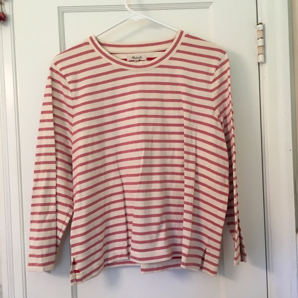 Madewell stripe tee with 3/4 length sleeves
